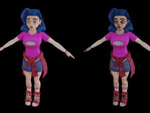 Hand paint girl person 3D Model