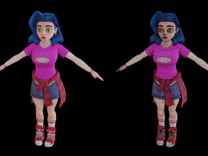 Hand paint girl person 3D Model