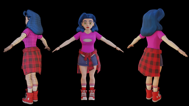 Hand paint girl person 3D Model .c4d .max .obj .3ds .fbx .stl .blend 