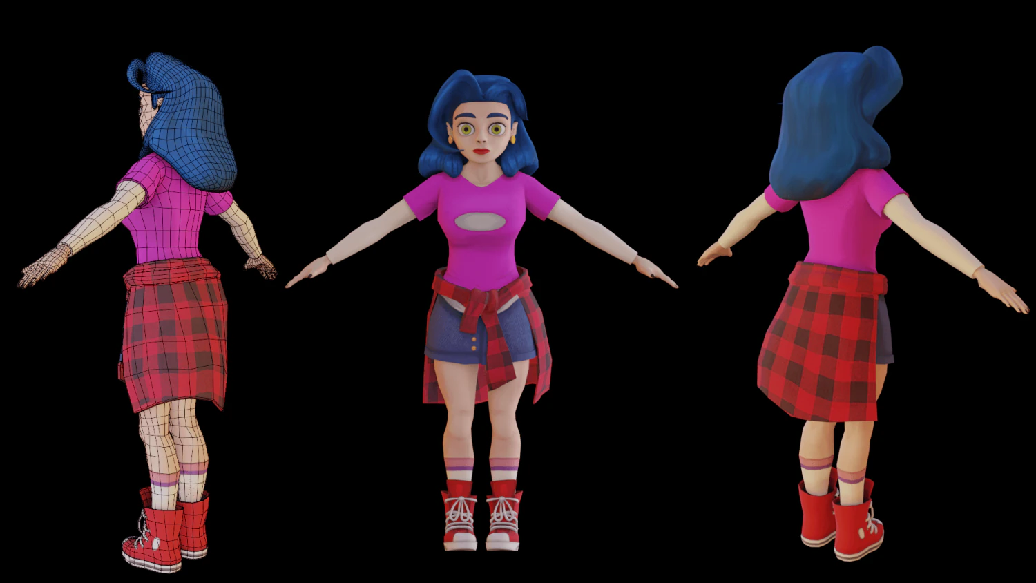 Hand paint girl person 3D Model .c4d .max .obj .3ds .fbx .stl .blend 