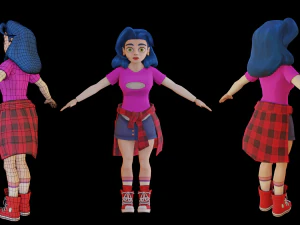 Pessoa de menina pintada &agrave; m&atilde;o Modelo 3D