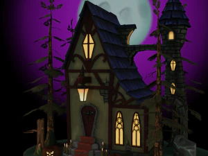 Castillo g&oacute;tico pintado a mano. Modelo 3D