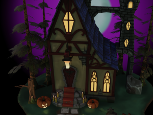 Hand paint gothic castle 3D Model