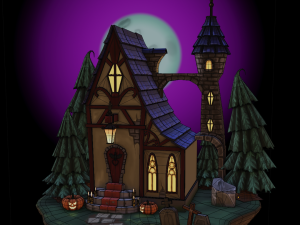 Hand paint gothic castle 3D Model