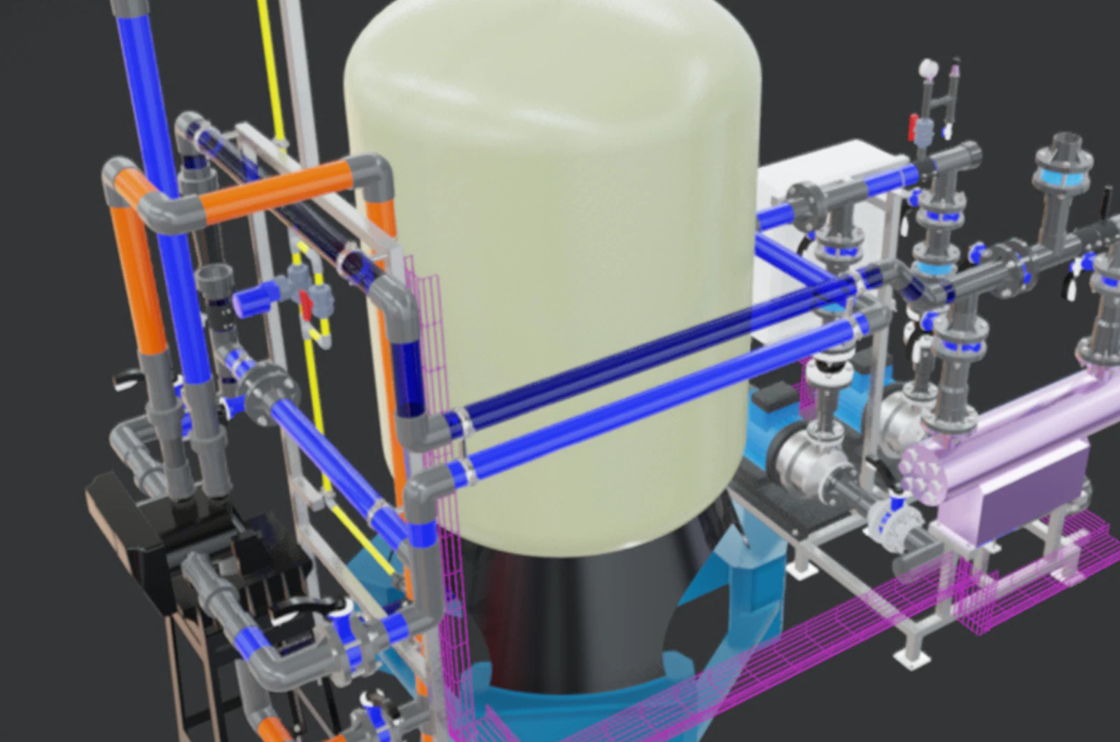 Sistema de filtro de areia industrial AutoValve de 15 m3-h Modelo 3D .c4d .max .obj .3ds .fbx .stl .blend 