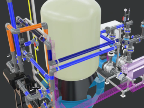 15 m3-h 産業用オートバルブ砂フィルター システム 3Dモデル