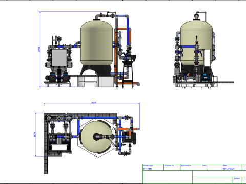 15 m3-h 工业 AutoValve 砂滤系统 3D 模型