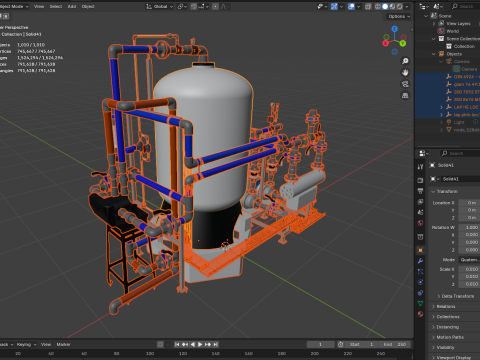 15 m3-h 工业 AutoValve 砂滤系统 3D 模型