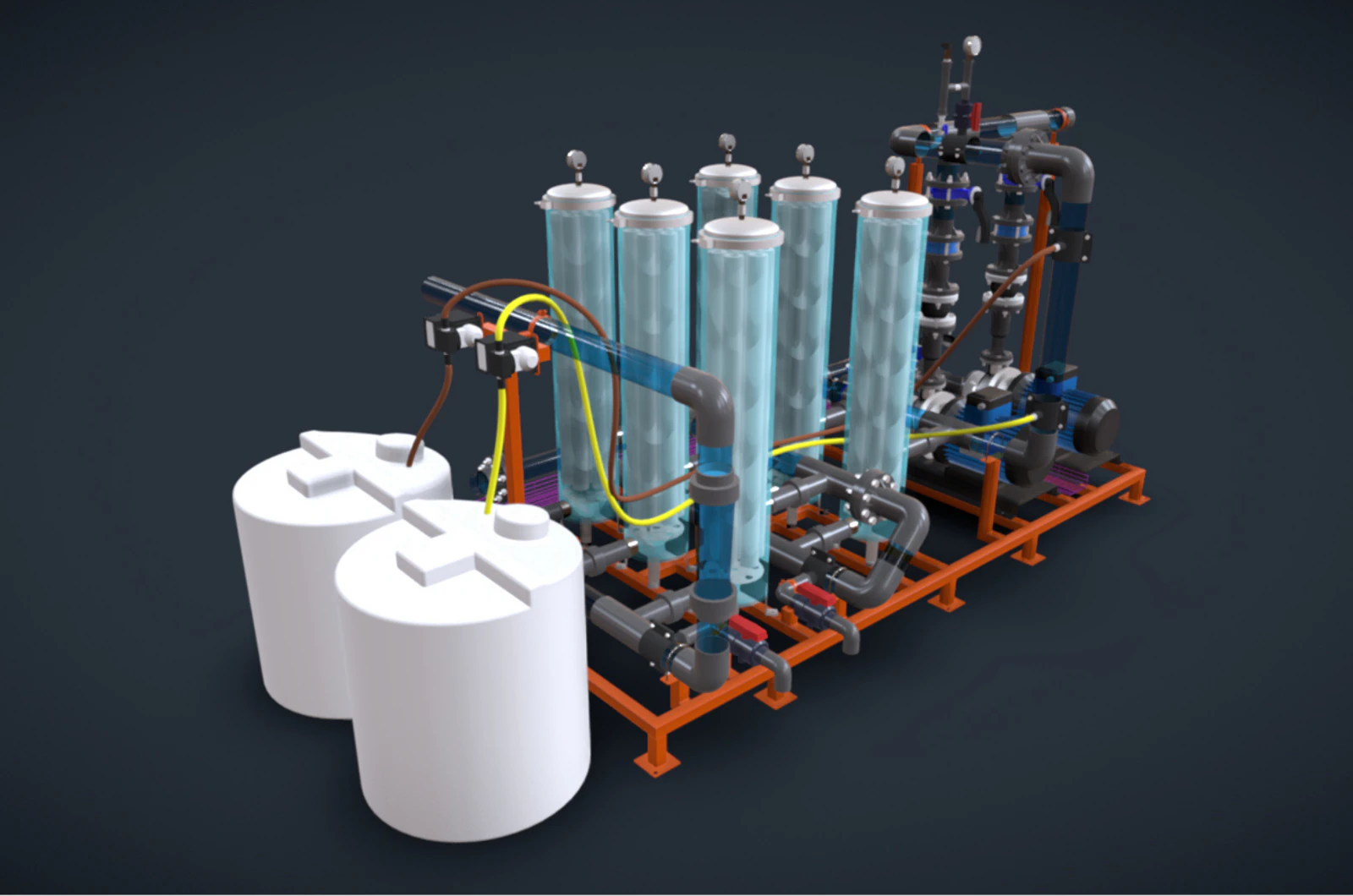 15m3h 2 Stage Fine Filters with Chemical Dosing 3D Model .c4d .max .obj .3ds .fbx .stl .blend 