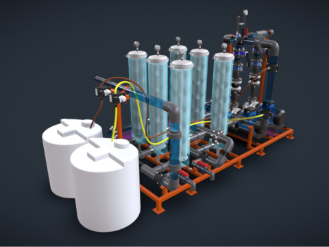 15m3u 2-traps fijnfilters met chemische dosering 3D Model