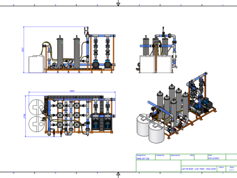 15m3h 2 级精细过滤器，带化学剂量 3D 模型