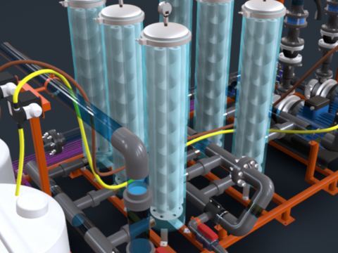 15m3h 2 级精细过滤器，带化学剂量 3D 模型