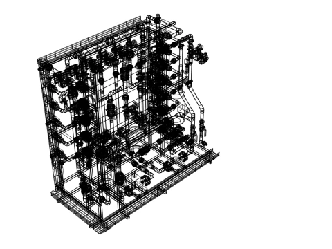 1000LH RO Filter System with Auto CIP 4 Membranes 4040 3D Model