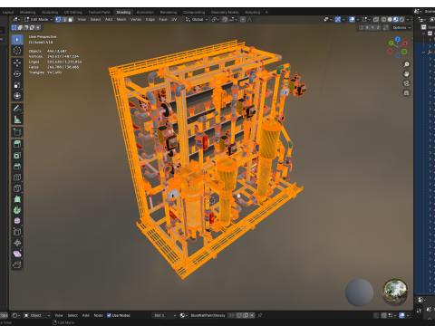 1000LH RO 过滤系统，带自动 CIP 4 膜 4040 3D 模型