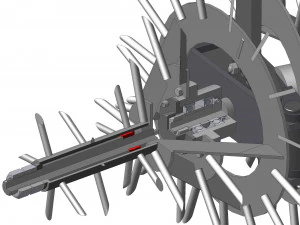 Inter-row adjustable cultivator 3D Model