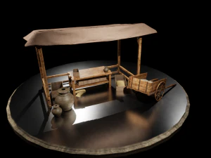 Orta&ccedil;ağ Pazarı Tezgahı 3D Model