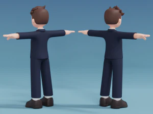 Minimal Man Cartoon Character 01 3D Model