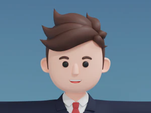 Minimal Man Cartoon Character 01 3D Model