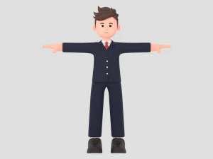 Minimal Man Cartoon Character 01 3D Model