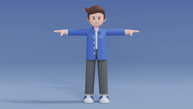 Minimal Man Cartoon Character 02 3D Model .c4d .max .obj .3ds .fbx .stl .blend 