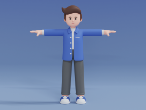 Minimal Man Cartoon Character 02 3D Модель