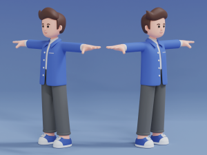Minimal Man Cartoon Character 02 3D Model