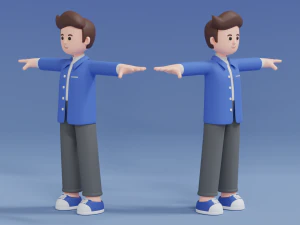 Minimal Man Cartoon Character 02 3D Model