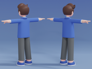 Minimal Man Cartoon Character 02 3D Model
