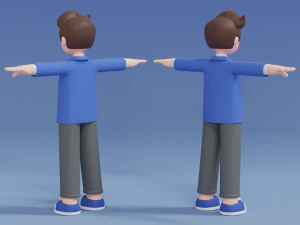 Minimal Man Cartoon Character 02 3D Model