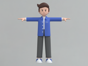 Minimal Man Cartoon Character 02 3D Model
