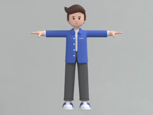 Minimal Man Cartoon Character 02 3D Model