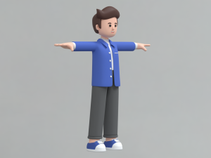 Minimal Man Cartoon Character 02 3D Model