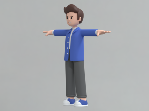 Minimal Man Cartoon Character 02 3D Model