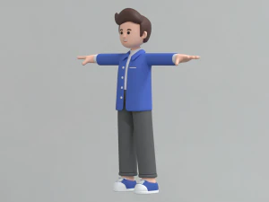 Minimal Man Cartoon Character 02 3D Model