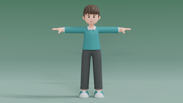 Minimal Man Cartoon Character 03 3D Model .c4d .max .obj .3ds .fbx .stl .blend 
