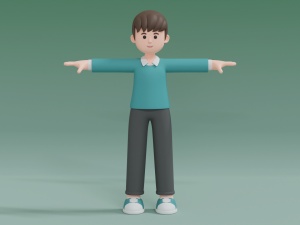 Minimal Man Cartoon Character 03 3D Model