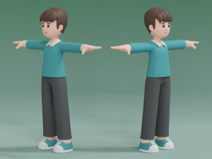 Minimal Man Cartoon Character 03 3D Model