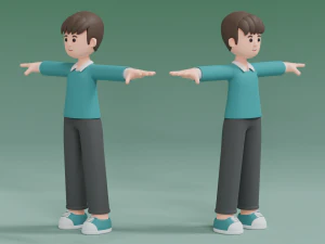 Minimal Man Cartoon Character 03 3D Model