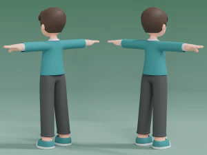 Minimal Man Cartoon Character 03 3D Model