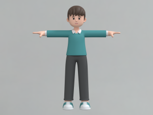 Minimal Man Cartoon Character 03 3D Model