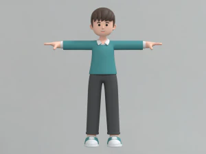 Minimal Man Cartoon Character 03 3D Model