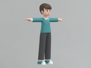 Minimal Man Cartoon Character 03 3D Model