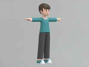 Minimal Man Cartoon Character 03 3D Model