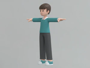 Minimal Man Cartoon Character 03 3D Model