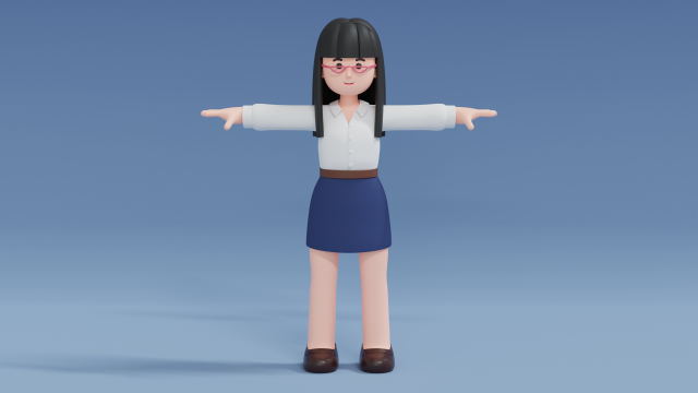 Minimal Woman Cartoon Character 01 3Dモデル .c4d .max .obj .3ds .fbx .stl .blend 