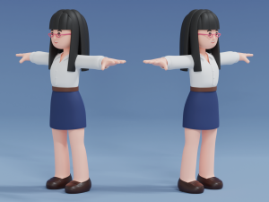 Minimal Woman Cartoon Character 01 3Dモデル