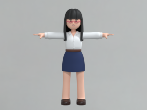 Minimal Woman Cartoon Character 01 3Dモデル