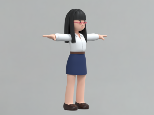 Minimal Woman Cartoon Character 01 3Dモデル