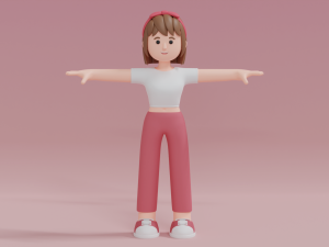 Minimal Woman Cartoon Character 02 3D 模型