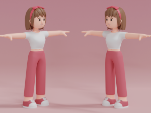 Minimal Woman Cartoon Character 02 Modelo 3D